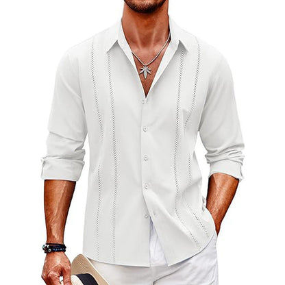 Herren Langarmbluse Elegant Streifenmuster Slim Fit