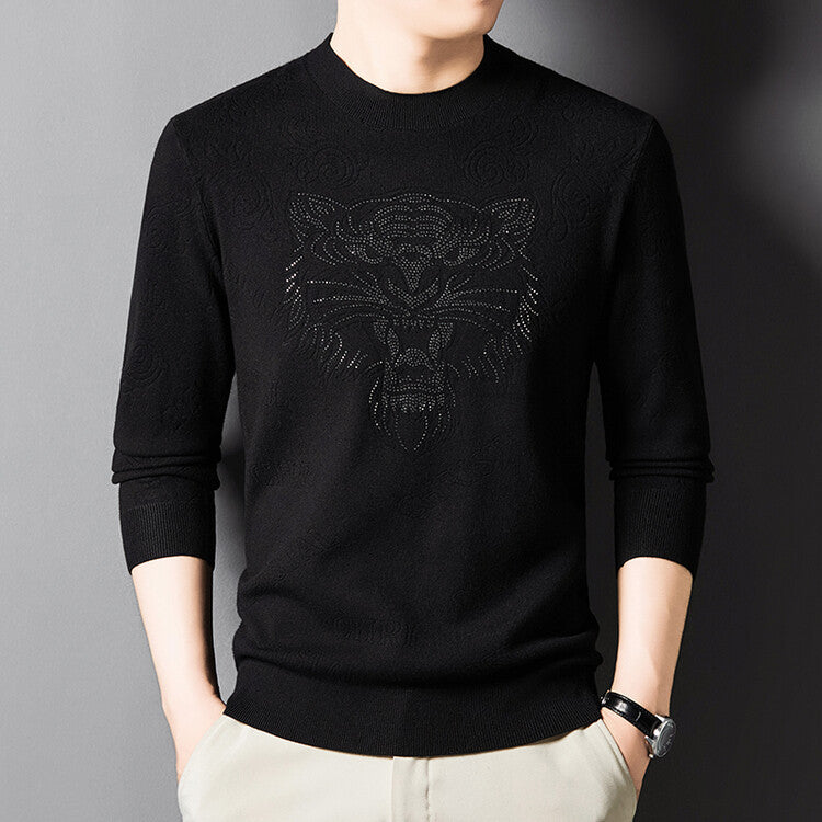 Herren Pullover Löwenmotiv Glamour Strick