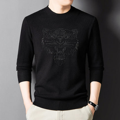 Herren Pullover Löwenmotiv Glamour Strick