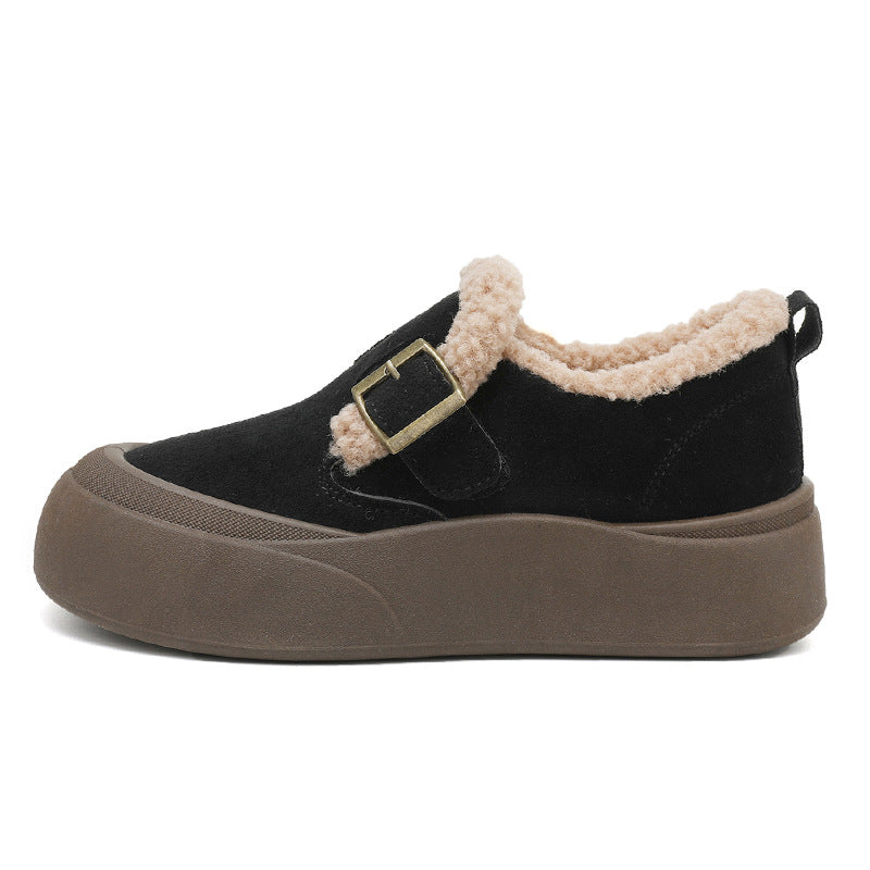 Damen Slipper Flauschig Warm mit Schnalle