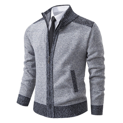 Herren Strickjacke Modern Zipper Hochwertig Schwarz