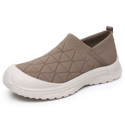 Damen Sneaker Bequem Slip-On Elastisch Weiße Schuhe