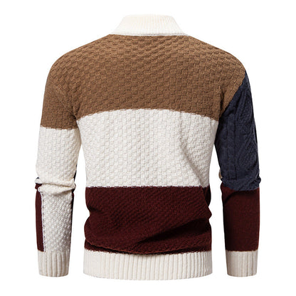 Herren Strickpullover Gemustert Hochkragen Bunt Modern