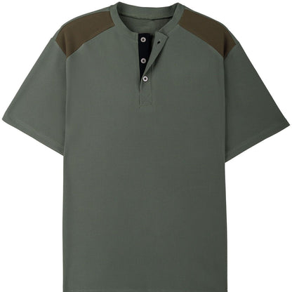 Herren Henley-Shirt Freizeit Mesh-Details Sportlich