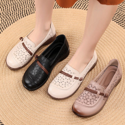Damen Ballerinas Bequem Perforiert Modisch