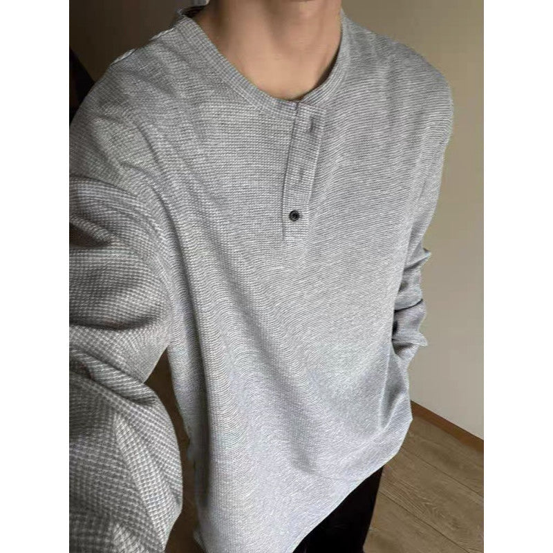 Herren Langarmshirt Strukturiert Modern Trendy