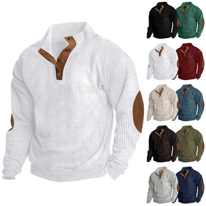 Herren Pullover Strukturiert Lederapplikationen Modern