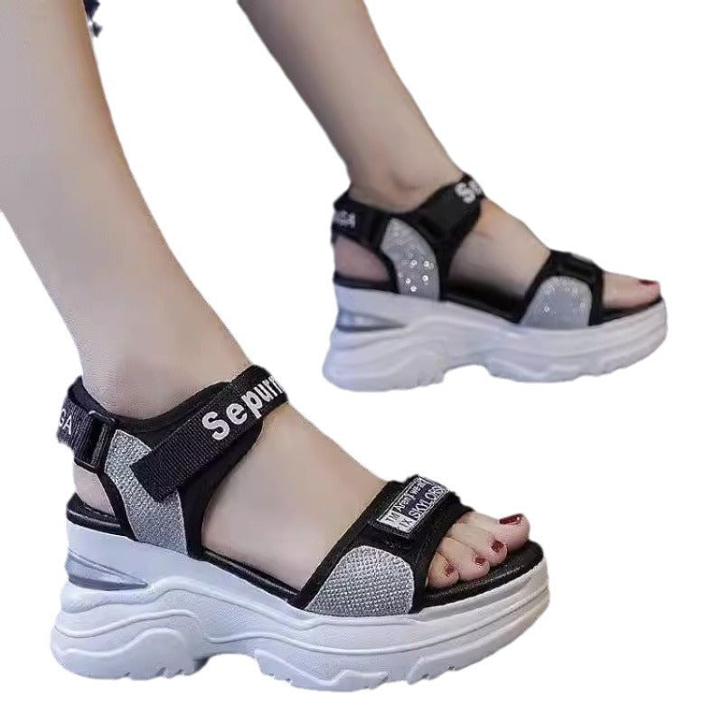 Damen Plateau-Sandalen Sportlich mit verstellbaren Riemen