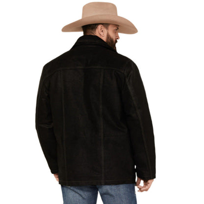 Herren Lederjacke Elegant Schwarz Kunstleder