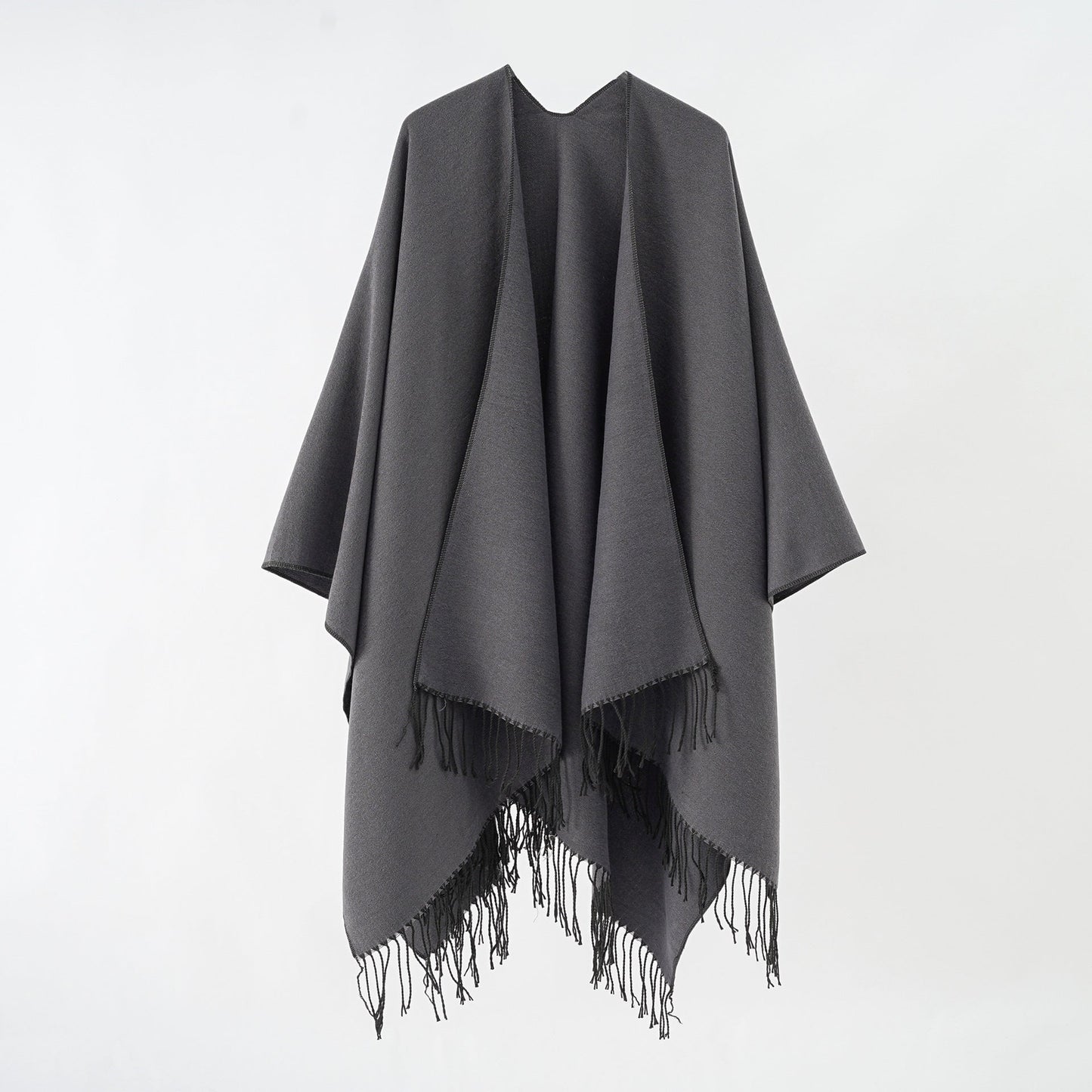 Damen Poncho Weich Fransen Luxus Modern
