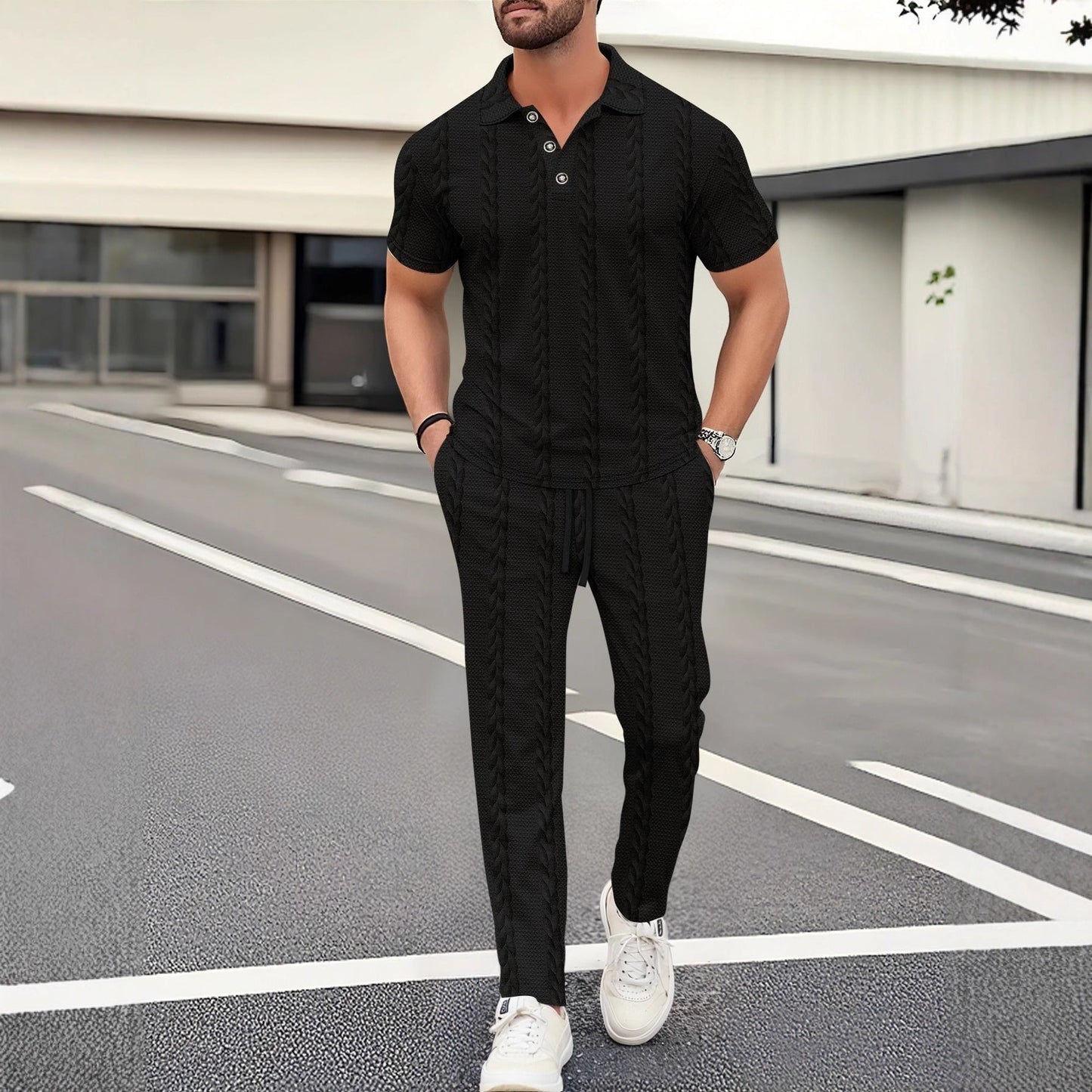 Herren Anzug Freizeit Modern mit Strickmuster Elegant