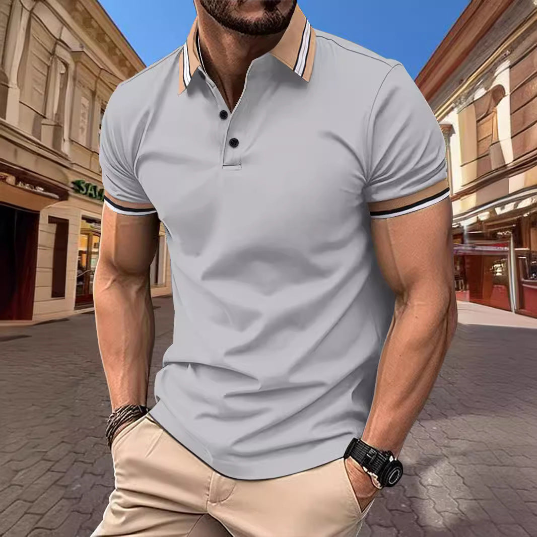 Herren Poloshirt Kurzarm Modern Kontrastfarben