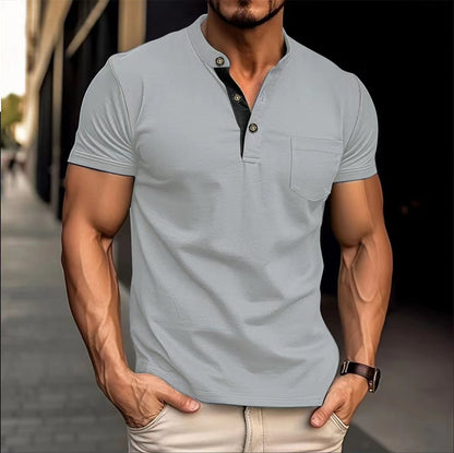 Herren Polo-Shirt Modern Stehkragen Knöpfe Elegant