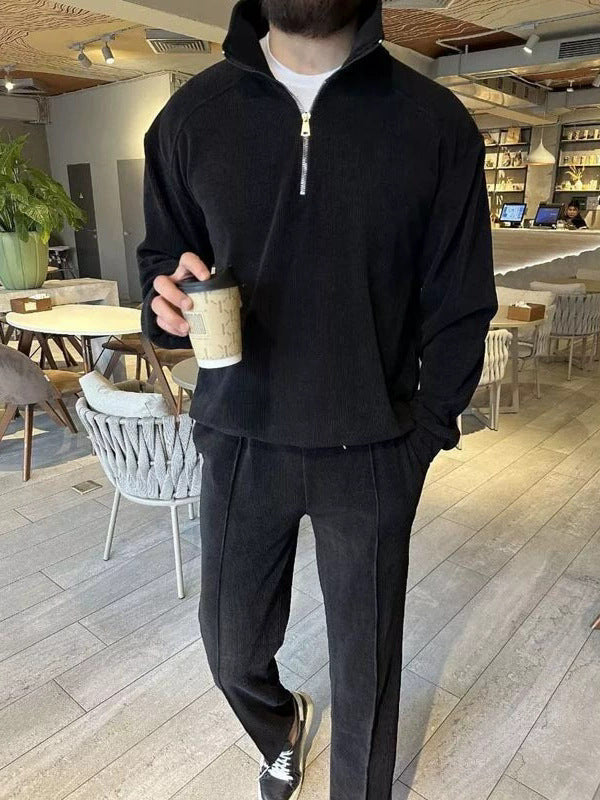Herren Pullover Reißverschluss Lässig mit Jogginghose