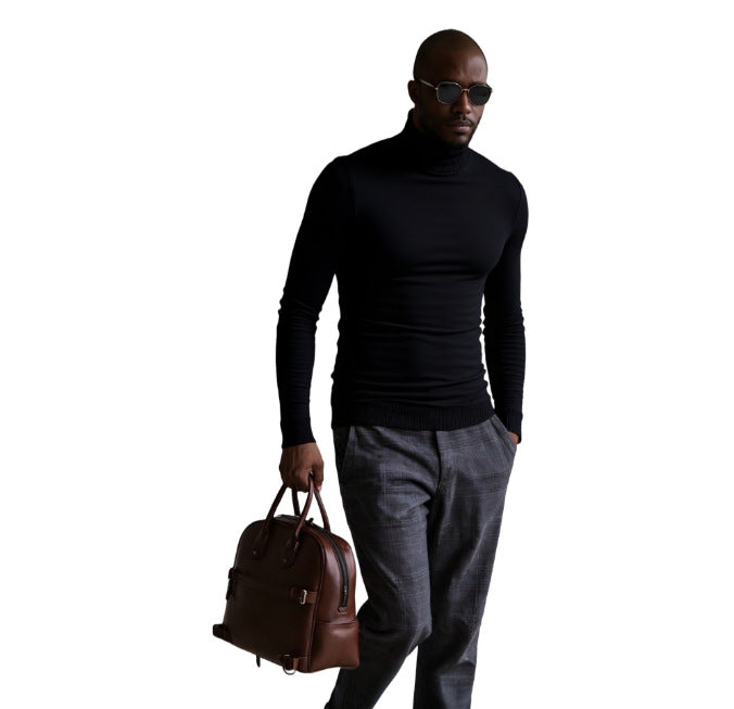 Herren Rollkragenpullover Fein Strukturiert Elegangt