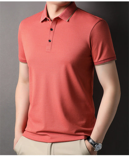 Herren Poloshirt Fein Piqué Kragen Kontrast Modern
