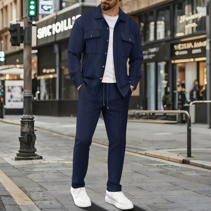 Moderne Herren Strickanzug Set Elegant Grau