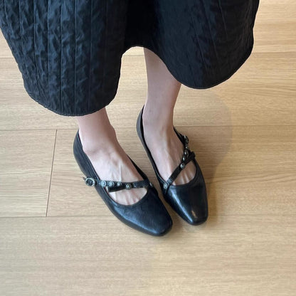 Damen Ballerinas Weich mit Riemen und Innenfutter