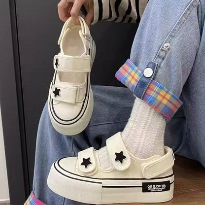 Damen Sneaker mit Klettverschluss Stern Applikation