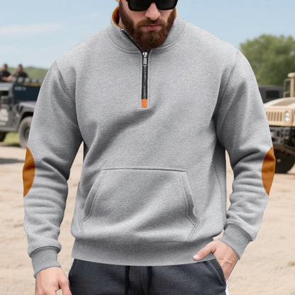 Herren Kapuzenpullover Lässig Mit Reißverschluss Kontrast Ärmel