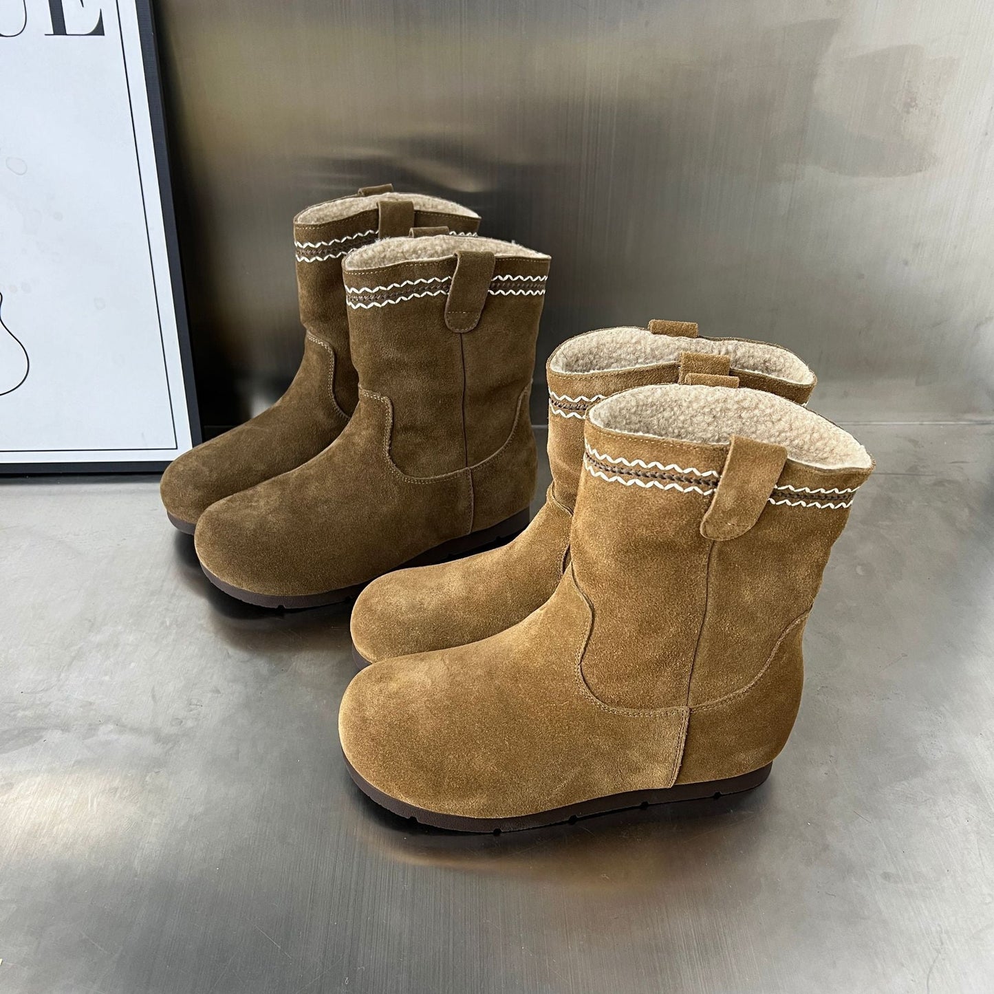 Damen Stiefel Wildleder Elegante Warm mit Innenfutter