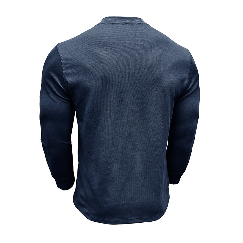 Herren Langarmshirt Weich Modern Knopfleiste