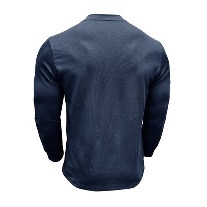 Herren Langarmshirt Weich Modern Knopfleiste