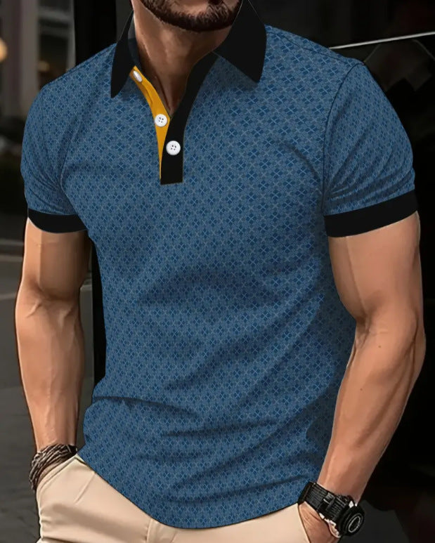 Herren Poloshirt mit Kontrastdetails Modern Strukturiert