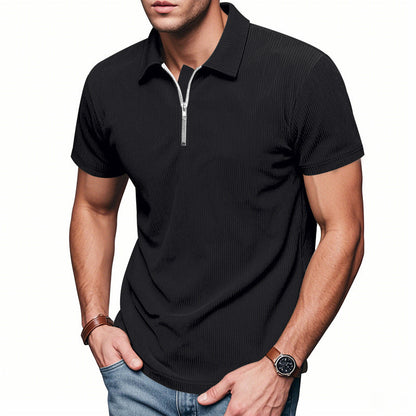 Herren Poloshirt Kurzarm Sportlich Reißverschluss