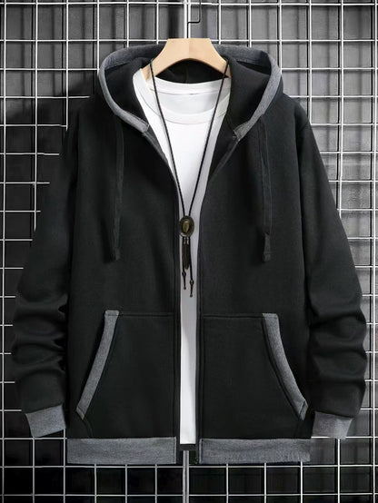 Herren Kapuzenpullover Reißverschluss mit Taschen Sportlich