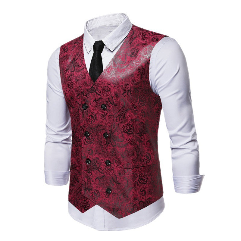 Herren Weste Elegant Pailletten Doppelt Knopf Glitzer