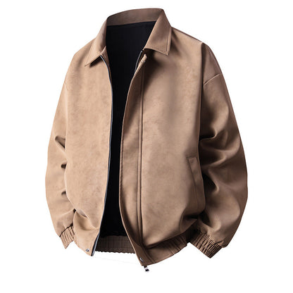 Männer Lederjacke Bomber Modern Lässig Schnitt