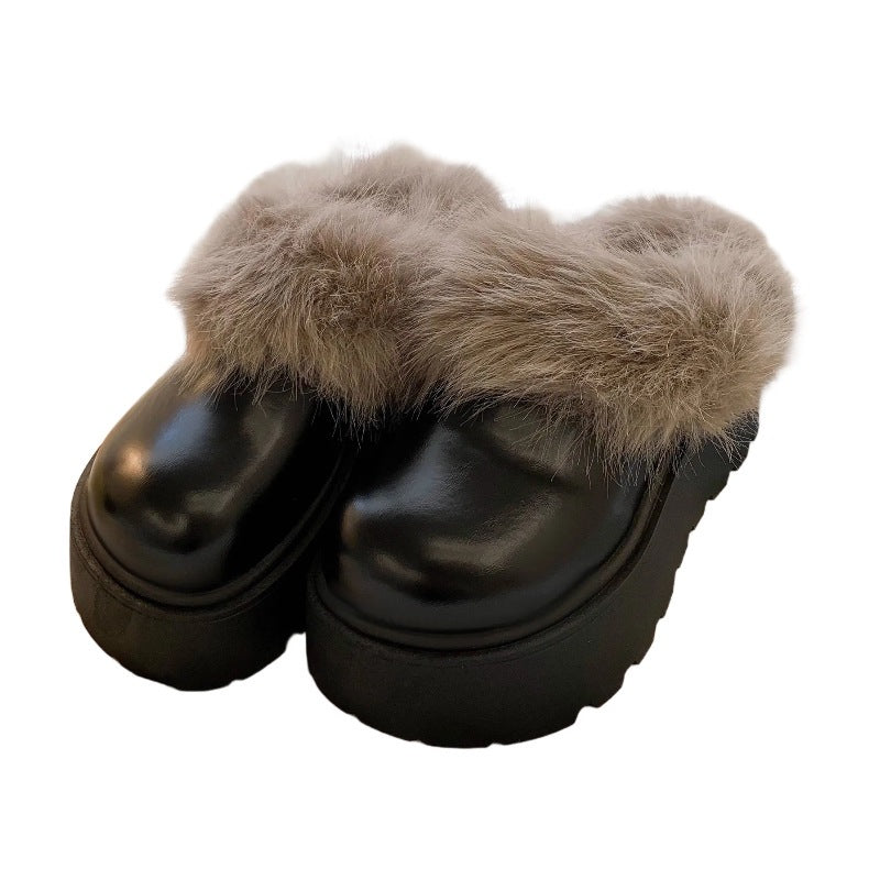 Damen Clogs Flauschig Warm mit Kunstfell und Robuster Sohle