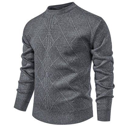 Herren Strickpullover Fein Strukturiert Rundhals