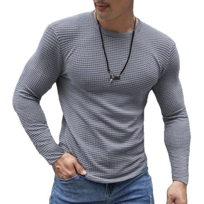 Herren Langarmshirt Modern Fit Struktur Oberfläche Trendy
