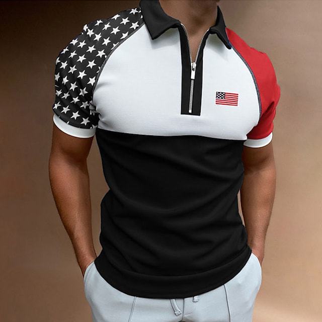 Herren Polo-Shirt mit Flaggen-Applikation Sportlich Modern