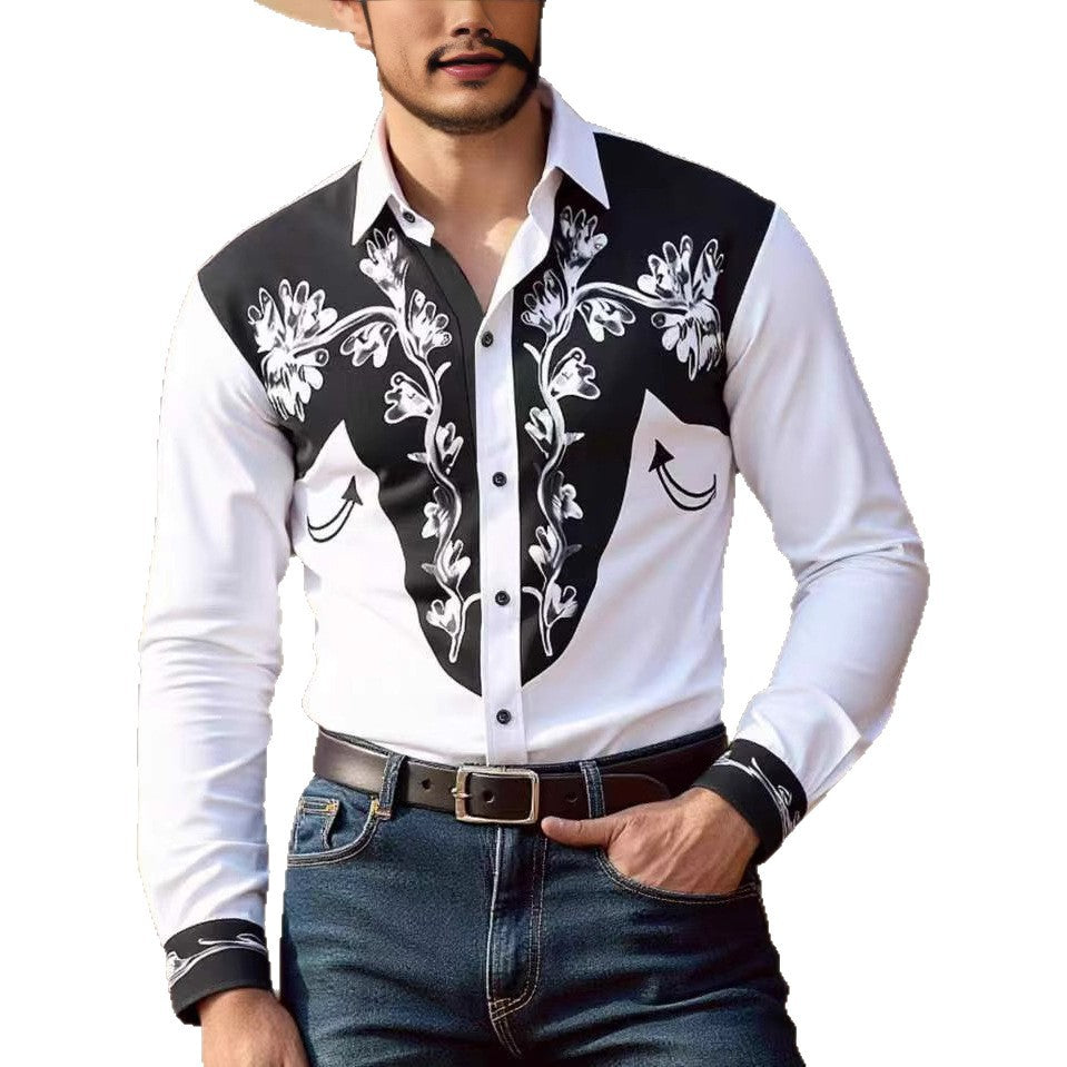 Herren Westernhemd mit Stickerei Modern Urban Style