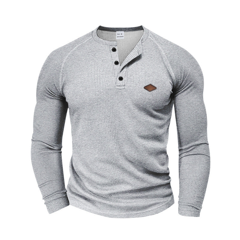 Herren Langarmshirt Modern mit Kragen und Struktur