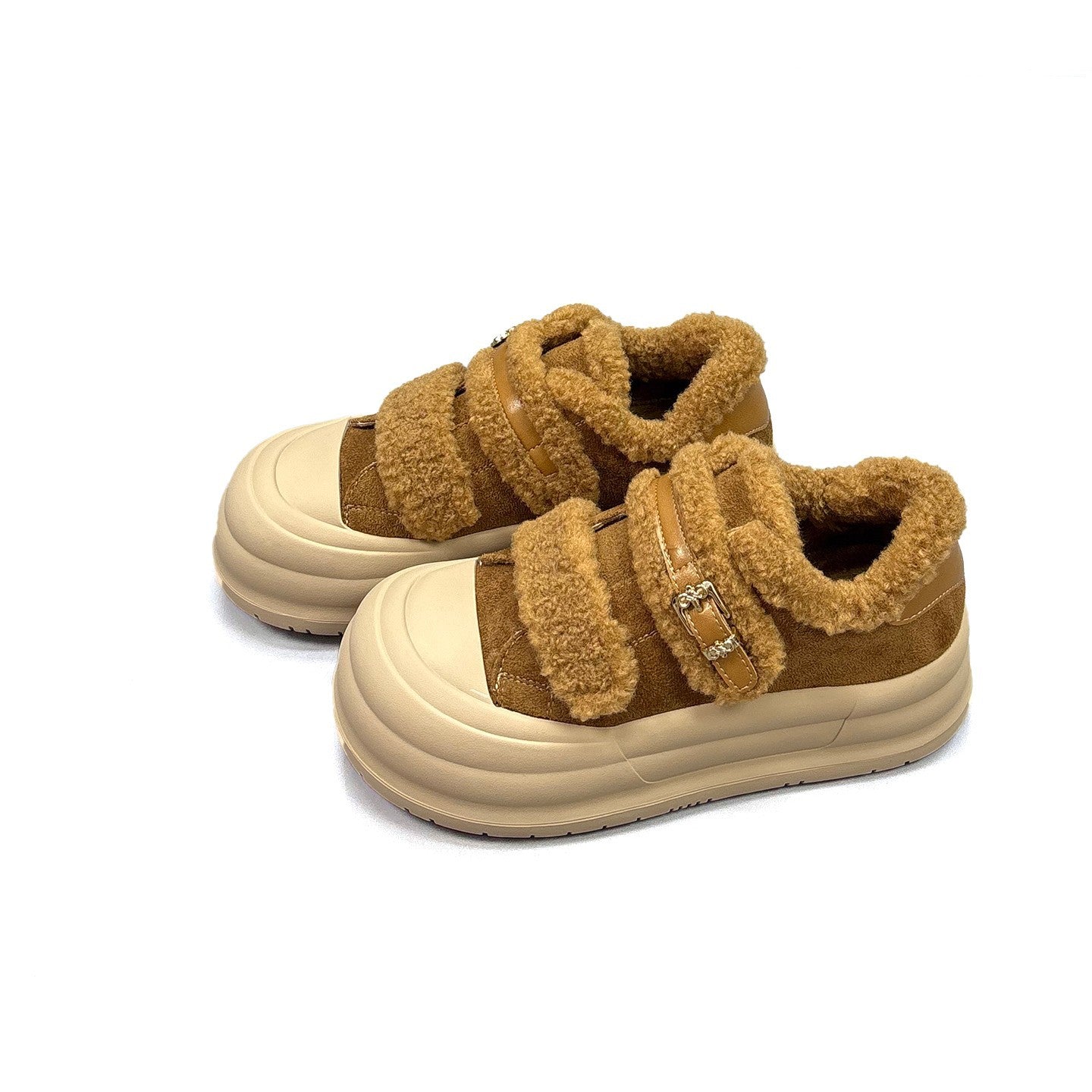 Damen Sneaker Komfortabel Weich Fleece Innensohle Klettverschluss