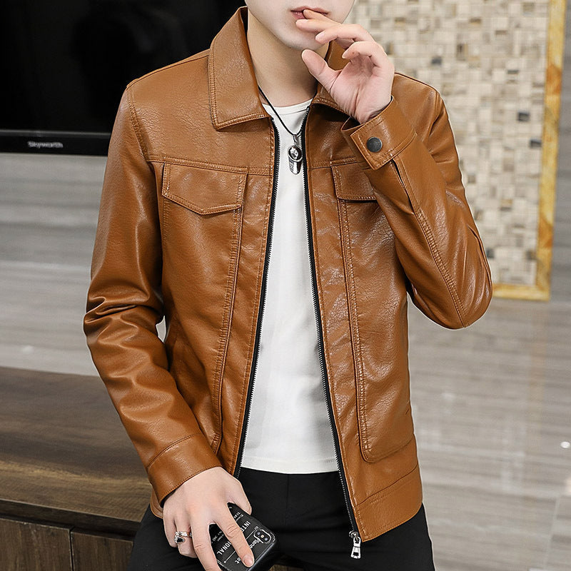 Herren Ledermantel schwarz Kunstleder Jacke Elegant Modern