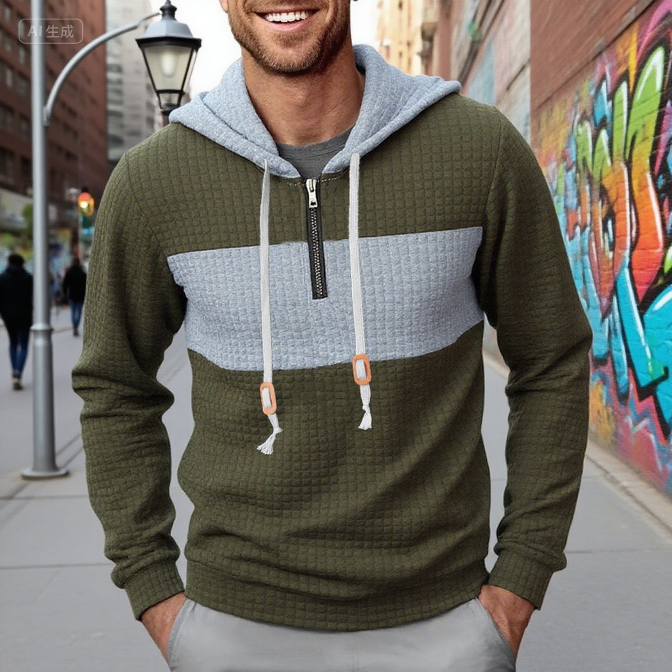 Herren Kapuzenpullover Strukturiert Modern Sportlich