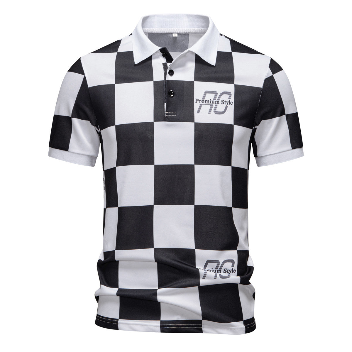 Herren Polo-Shirt Kariert Moderner Kragen SlimFit