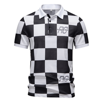 Herren Polo-Shirt Kariert Moderner Kragen SlimFit