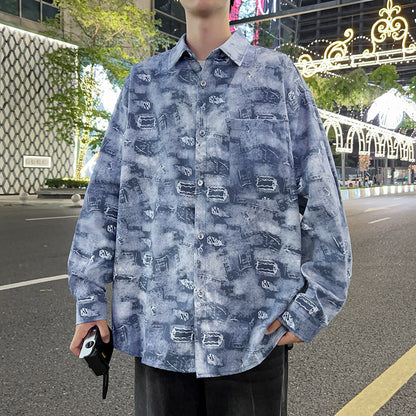 Herren Langarmhemd mit Grafikdruck Modern Trendy