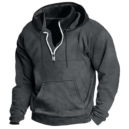 Herren Fleece Hoodie Halbzipp mit Kapuze Größe XL - BerlinGlamour