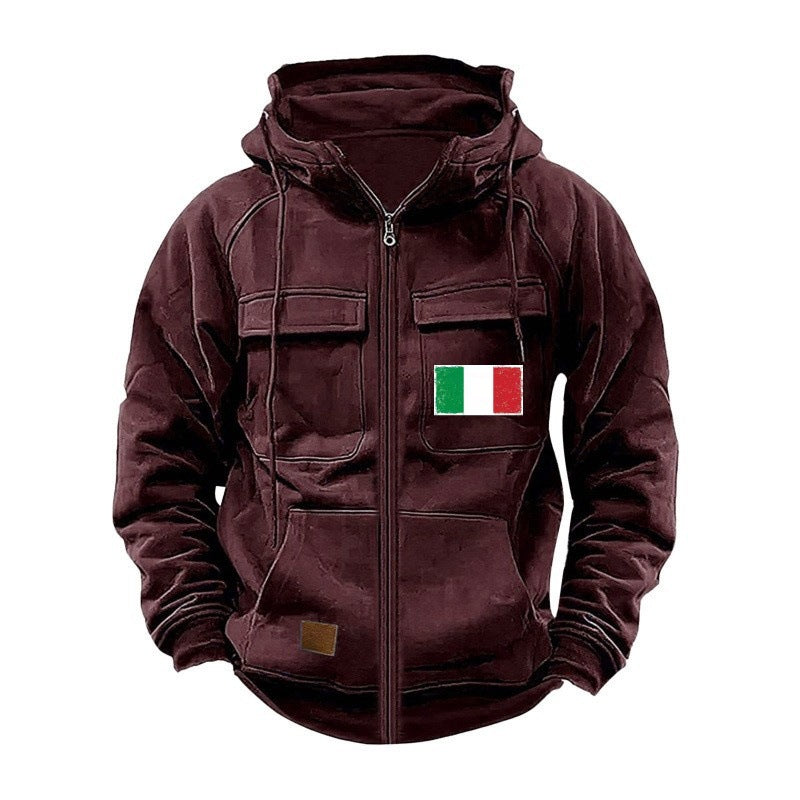 Herren Kapuzenjacke Modern mit Taschen und verstellbarem Kragen