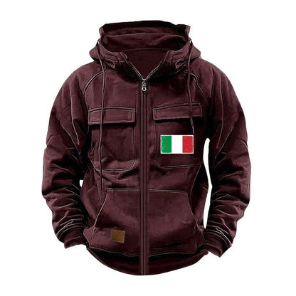 Herren Kapuzenjacke Modern mit Taschen und verstellbarem Kragen