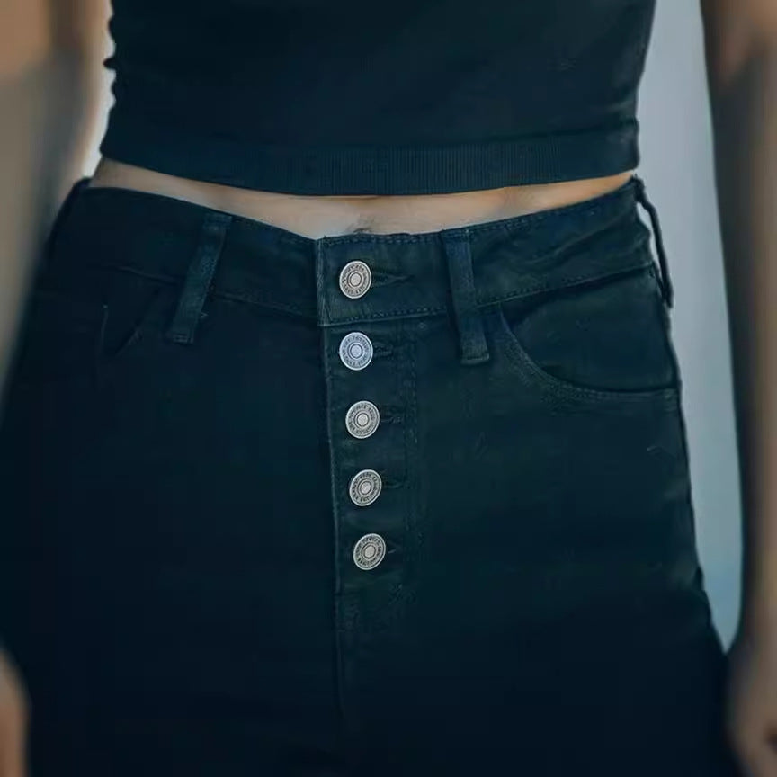 Skinny Jeans Damen Hochtailliert Figurbetonter Schnitt