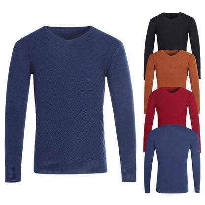 Herren Pullover V-Ausschnitt Struktur Muster Trendig