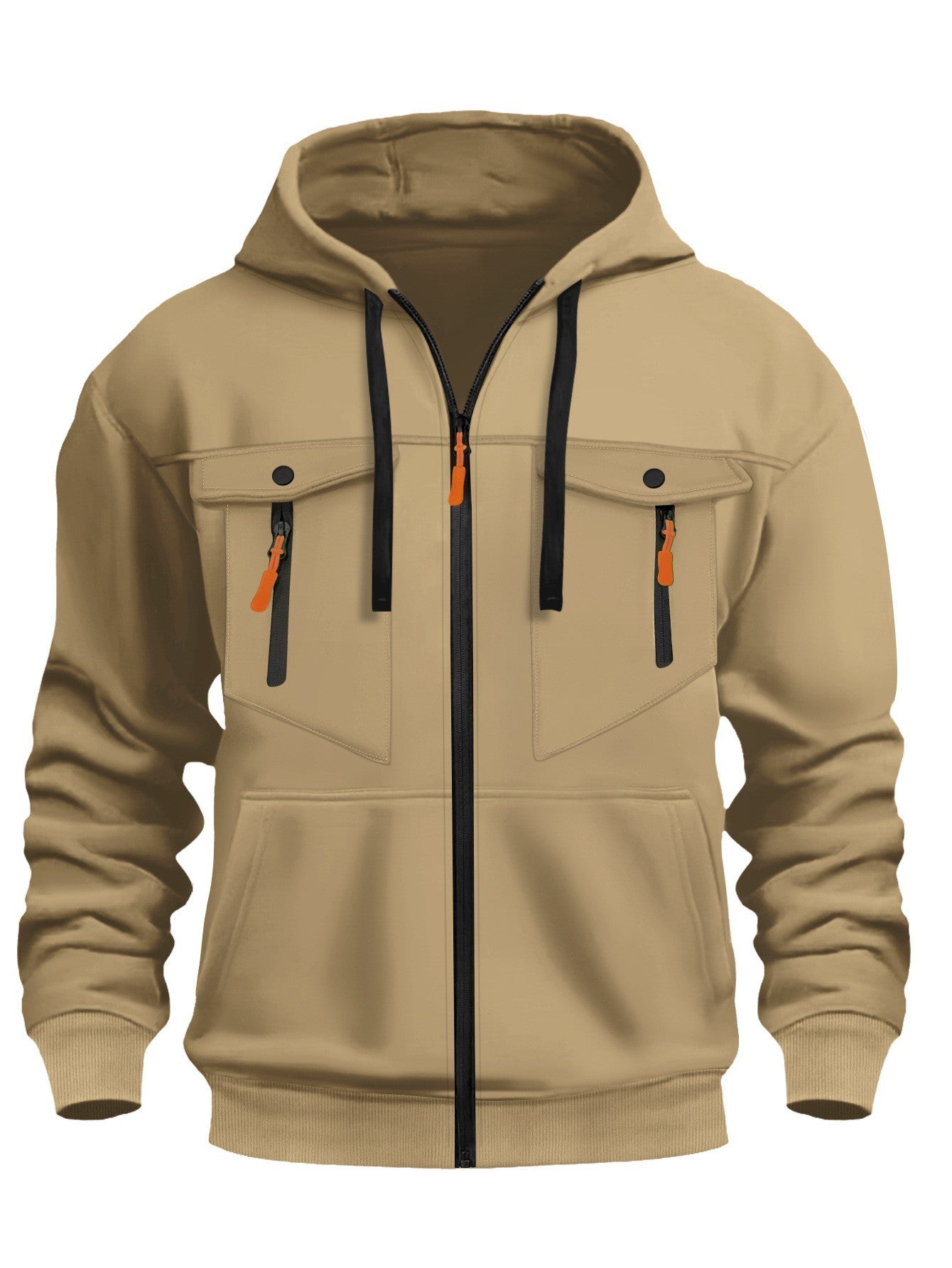 Herren Kapuzenjacke Funktionell Reißverschluss Taschen Outdoor
